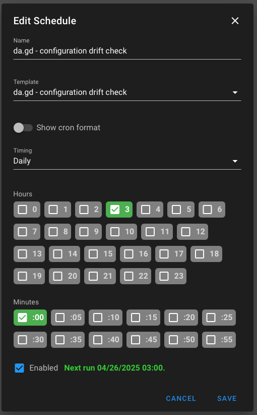 semaphore schedule entry